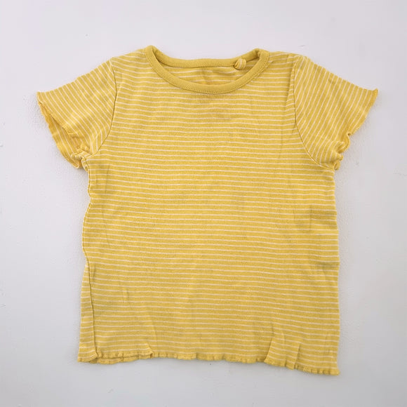 2-3Y Girls Yellow With Stripes Shirt - Cotton On