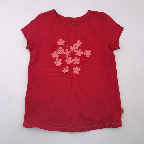 5-6Y Girls Red With Hearts Shirt - Woolworths