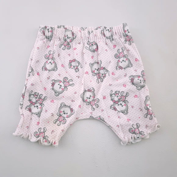 0-3M Girls White With Bears and Dogs Pink Dots Leggings - Woolworths