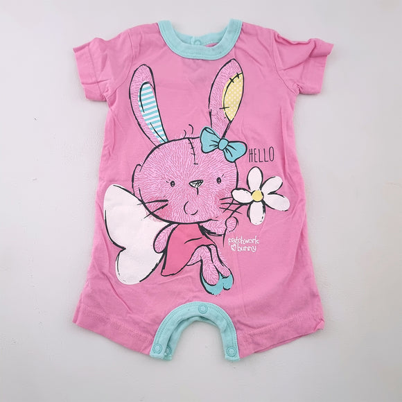 0-3M Girls Pink With Bunny Romper - Woolworths