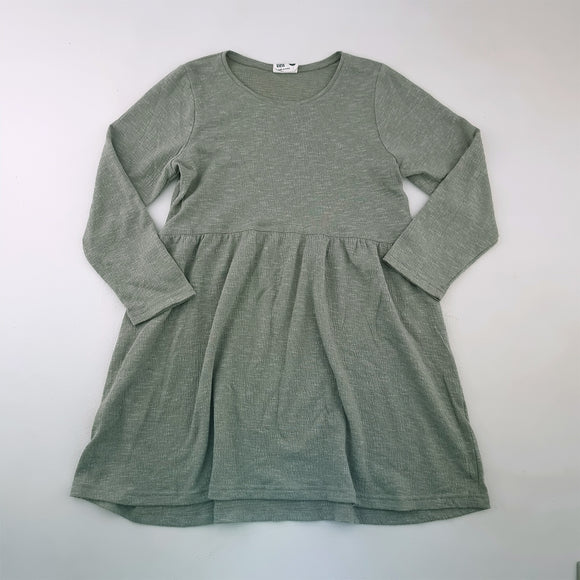 8-9Y Girls Green/Grey Long Sleeve Dress - Cotton On