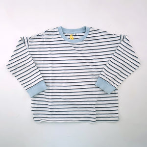 <b><span style="background-color: #FFC808"><font color="black">&nbsp;*PLAYGROUND*&nbsp;</font></span></b> 6-7Y Boys White with Black and Blue Stripes Long Sleeve Shirt - Cotton On