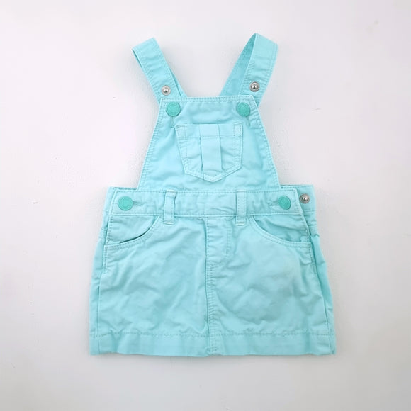 0-3M Girls Turquoise Dungaree Dress - Target