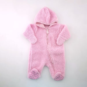 <b><span style="background-color: #FFC808"><font color="black">&nbsp;*PLAYGROUND*&nbsp;</font></span></b> Newborn Girls Pink Fluffy Sleep Suite With Hood - Woolworths