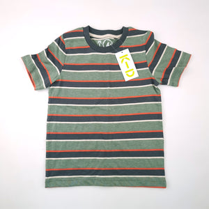 <b><span style="background-color: #ee1f44"><font color="white">&nbsp;*NEW*&nbsp;</font></span></b> 4-5Y Boys Green, Grey and Orange Striped Shirt - K-D
