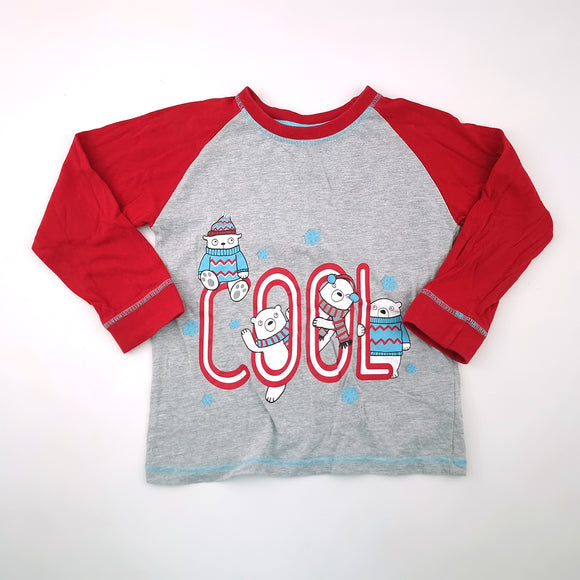 5-6y Boys Grey and Red Ice Bear Long Sleeve Shirt - Dunnes