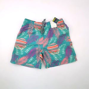 <b><span style="background-color: #ee1f44"><font color="white">&nbsp;*NEW*&nbsp;</font></span></b> 6-7Y Boys Green with Pink and Purple Leaves Swim Short - Real Kids