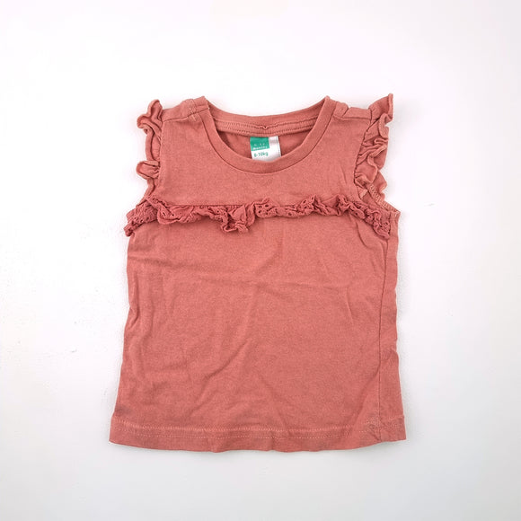 6-12M Girls Dirty Pink Shirt with Frills - Ackermans