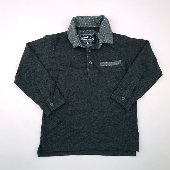 5-6y Boys Dark Grey Polo Long Sleeve Shirt - TU