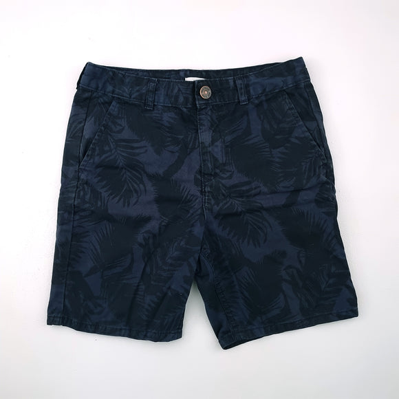7-8y Boys Dark Blue and Black Leaves Short - River Island