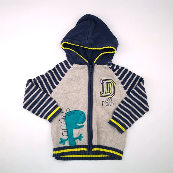 5-6y Boys Grey and Blue with Dino Jersey with Hoody - Blue Zoo