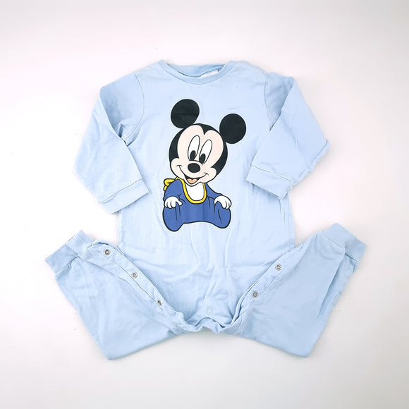 12-18M Boys Blue Mickey Mouse Long Sleeve Onesie - Disney
