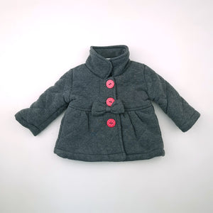 <b><span style="background-color: #FFC808"><font color="black">&nbsp;*PLAYGROUND*&nbsp;</font></span></b> 0-3M Girls Grey With Pink Buttons Jacket - Cuddlesome
