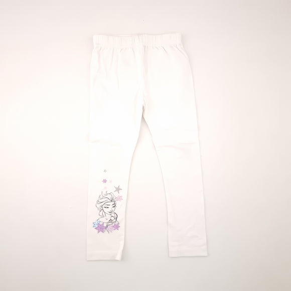 3-4Y Girls White Legging With Frozen Face - Disney