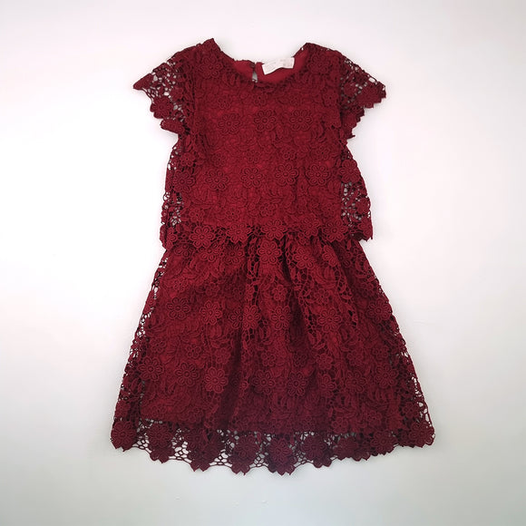 6-7Y Girls Red With Lace Flowers Fancy Dress - Zara