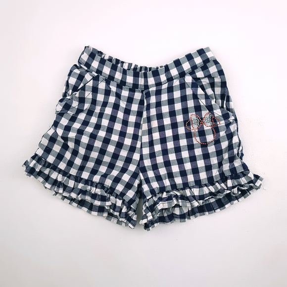3-4y Girls White and Blue Block With Mini Pattern Shorts - KDS