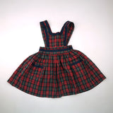 6-7y Girls Red and Green Pinafore Dress - No brand