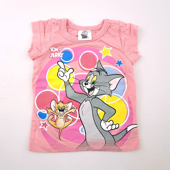 0-3m Girls Pink Tom and Jerry Shirt - Tom and Jerry