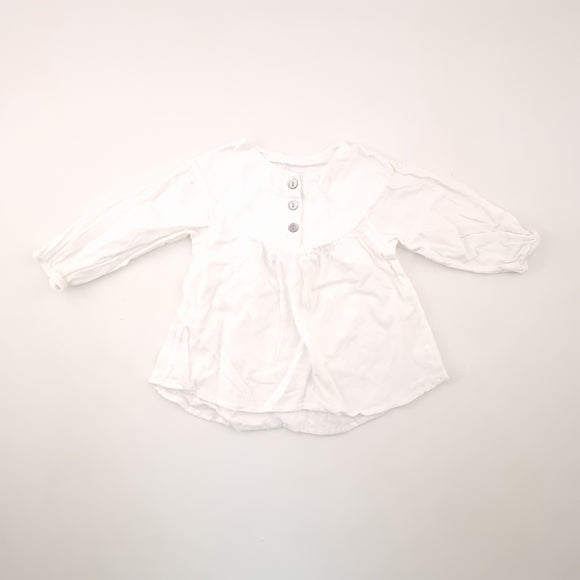 12-18M Girls White Dress With Buttons - Keedo