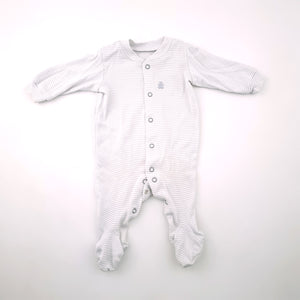 <b><span style="background-color: #FFC808"><font color="black">&nbsp;*PLAYGROUND*&nbsp;</font></span></b> Newborn Unisex White With Grey Stripe Onesie - Woolworths