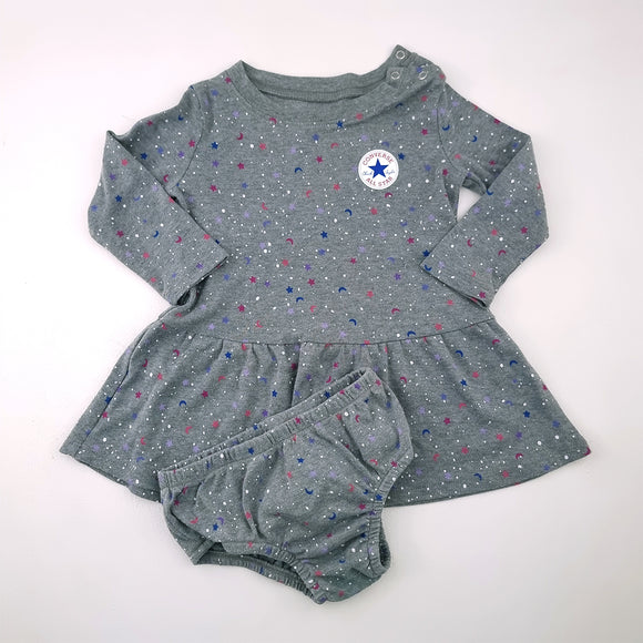 12-18M Girls Grey With Stars Top and Bloomer - Converse