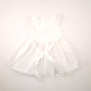 12-18M Girls White Mesh With Butterfly Dress - One Two Three