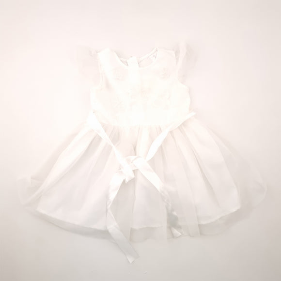 12-18M Girls White Mesh With Butterfly Dress - One Two Three