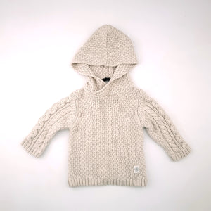 <b><span style="background-color: #FFC808"><font color="black">&nbsp;*PLAYGROUND*&nbsp;</font></span></b> 2-3Y Girls Cream Knitted Sweater With Hoodie - No brand