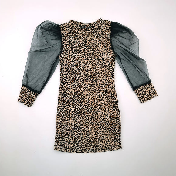 4-5Y Girls Leopard and Mesh Dress - Shein