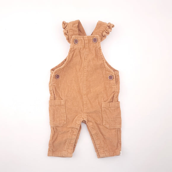 0-3M Girls Mustard Dungaree with Pink Floral Shirt - Woolworths