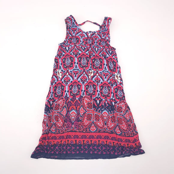 5-6Y Girls Red Black and Blue Flowers Dress - Real Kids