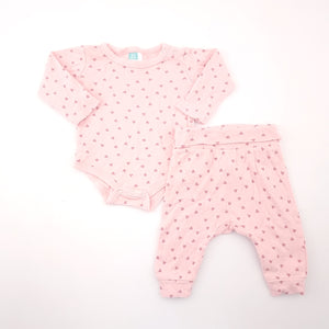0-3M Girls Dirty Pink with Hearts Set - Ackermans
