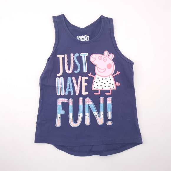 6-7Y Girls Dark Blue Peppa Pig Shirt- Peppa Pig