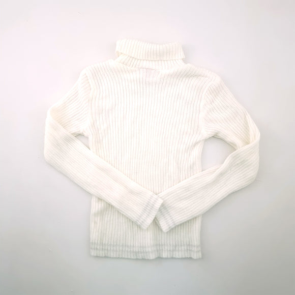 6-7Y Girls Cream Knitted Polo Neck Top - Lollipop