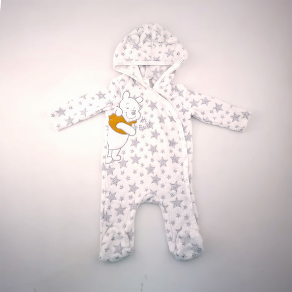 6-12M Girls White and Grey Stars Pooh Onesie - Disney