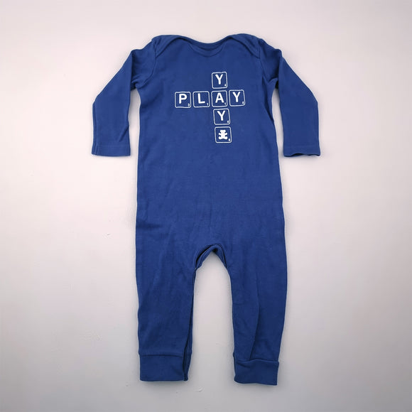 12-18M Boys Blue Play Onesie - Woolworths