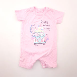3-6M Girls Pink Party with my Aunty Onesie - Woolworths