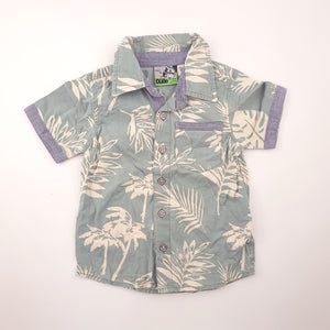 2-3Y Boys Faded Green Floral with Denim Trimming - Waga Dude