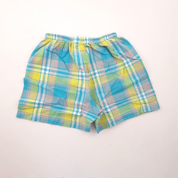 12-18M Boys Blue and Yellow Blocks Short - Woolworths