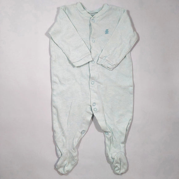 3-6M Boys Blue and White Stripes Babygrow - Woolworths