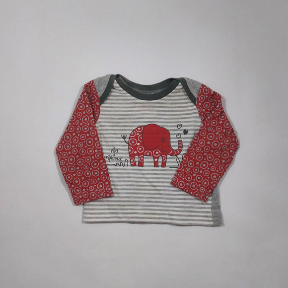 0-3M Boys Grey With Red Elephant Shirt - Hoolies