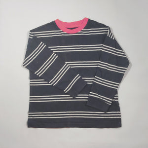 6-7Y Boys Grey with White Stripes Long Sleeve Top - Cotton On