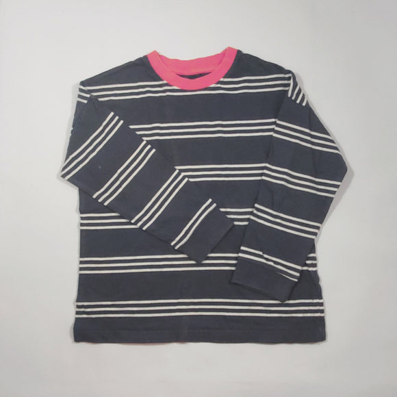 6-7Y Boys Grey with White Stripes Long Sleeve Top - Cotton On