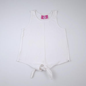 3-4Y Girls White Knotted Shirt - Qtee