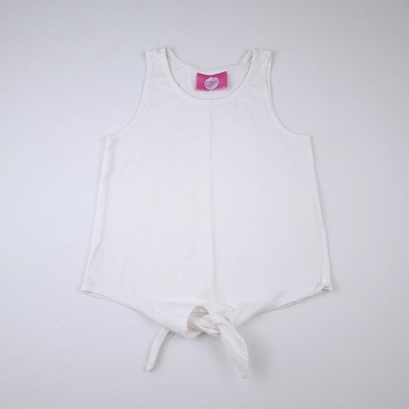 3-4Y Girls White Knotted Shirt - Qtee