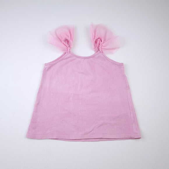 3-4Y Girls Pink With Tulle Straps Shirt - Woolworths