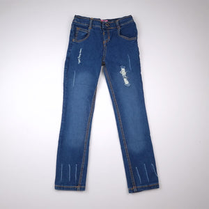 5-6Y Girls Ripped Denim Pants - Pink Apple