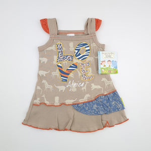 <b><span style="background-color: #ee1f44"><font color="white">&nbsp;*NEW*&nbsp;</font></span></b> 3-4Y Girls Beige Love Africa Dress - Hoolies