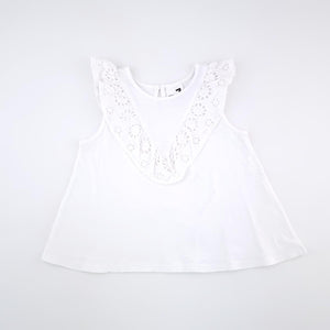 7-8Y Girls White With Frill Shirt - Cotton On