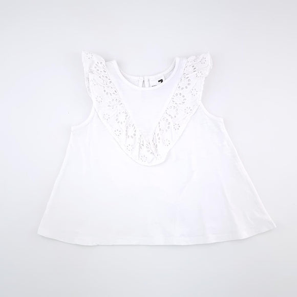 7-8Y Girls White With Frill Shirt - Cotton On